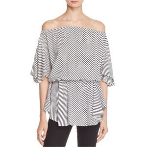 MLM Label Womens Striped Knit Blouse, Black, NWT